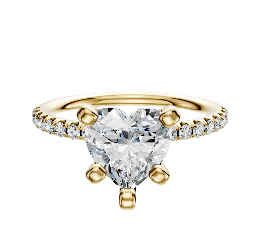 18K Yellow Gold 4 Prong Classic Dome 1-Row-Pave 2.5mm Engagement Ring sold by Effy