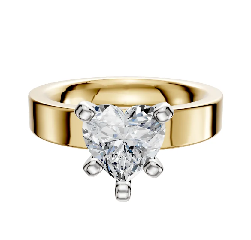 14K Two Tone 4 Prong Classic Flat 4.0mm Engagement Ring made by Effy