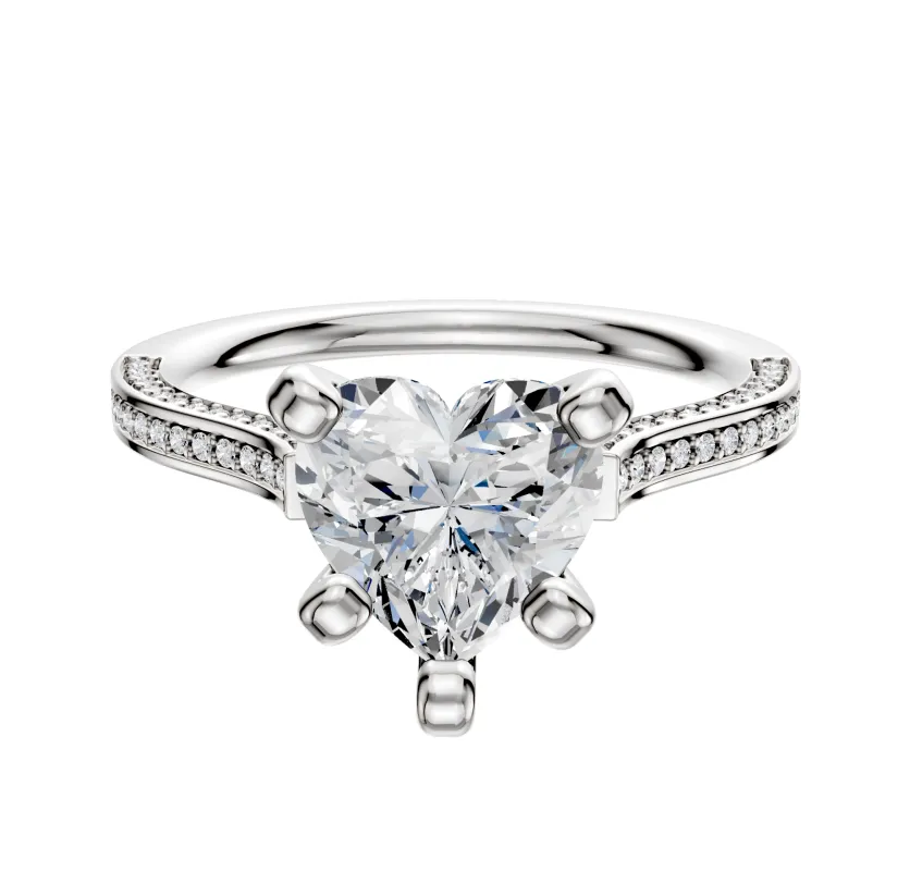 14K White Gold 4 Prong Cathedral Flat 3-Row-Pave 2.0mm Engagement Ring sold by Effy