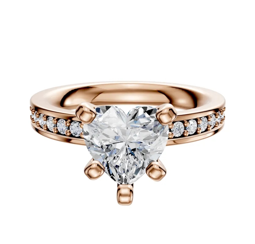 18K Rose Gold 4 Prong Classic Flat 1-Row-Pave 2.5mm Engagement Ring sold by Effy