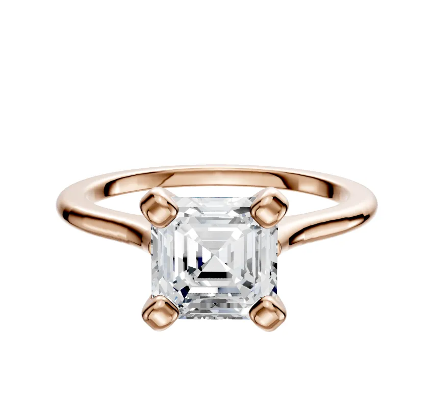 14K Rose Gold 4 Prong Cathedral Dome 1.5mm Engagement Ring made by Effy