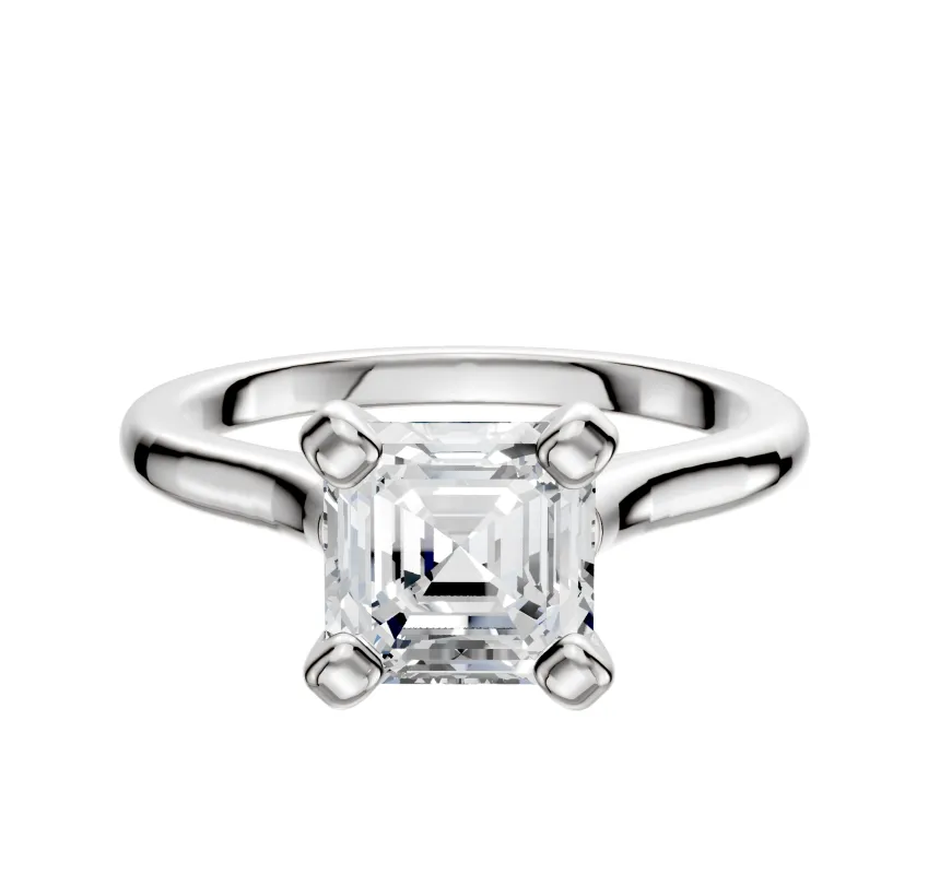 18K White Gold 4 Prong Cathedral Dome 2.0mm Engagement Ring made by Effy