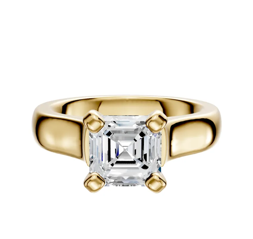 14K Yellow Gold 4 Prong Cathedral Dome 4.0mm Engagement Ring made by Effy