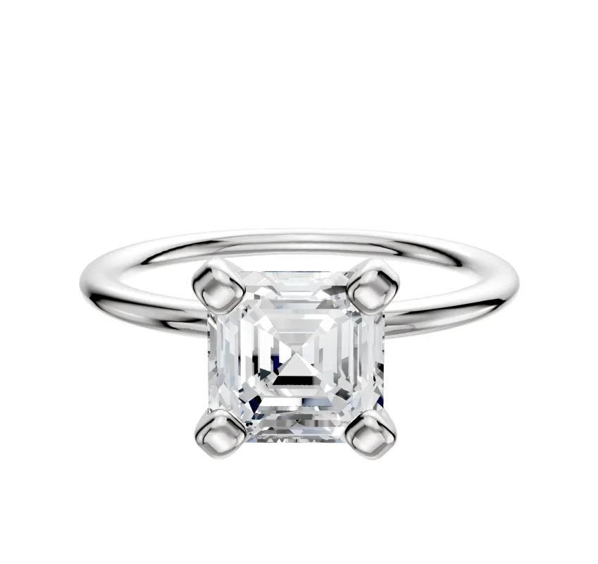 18K White Gold 4 Prong Classic Dome 1.5mm Engagement Ring made by Effy
