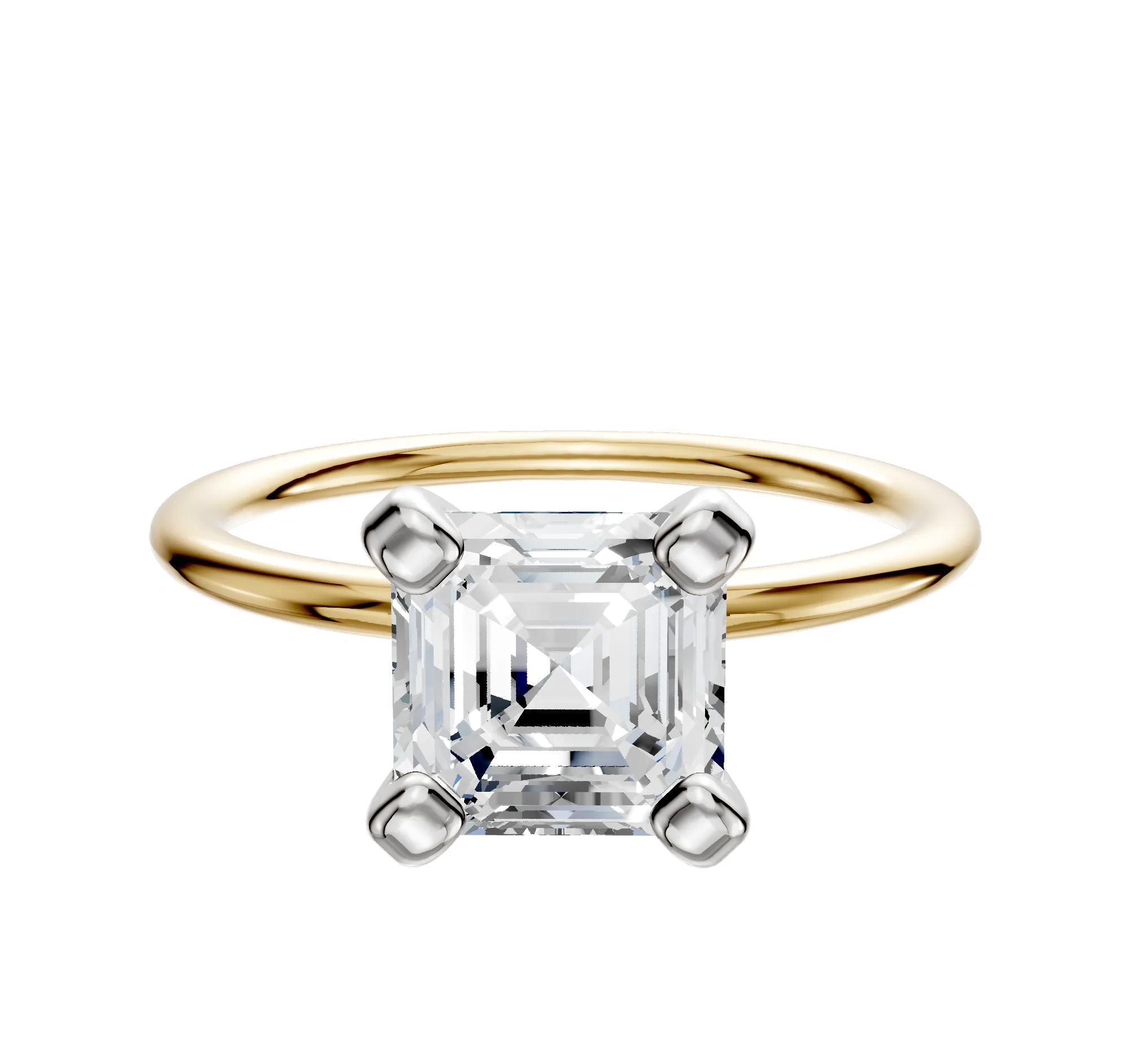 18K Two Tone 4 Prong Classic Dome 1.5mm Engagement Ring sold by Effy
