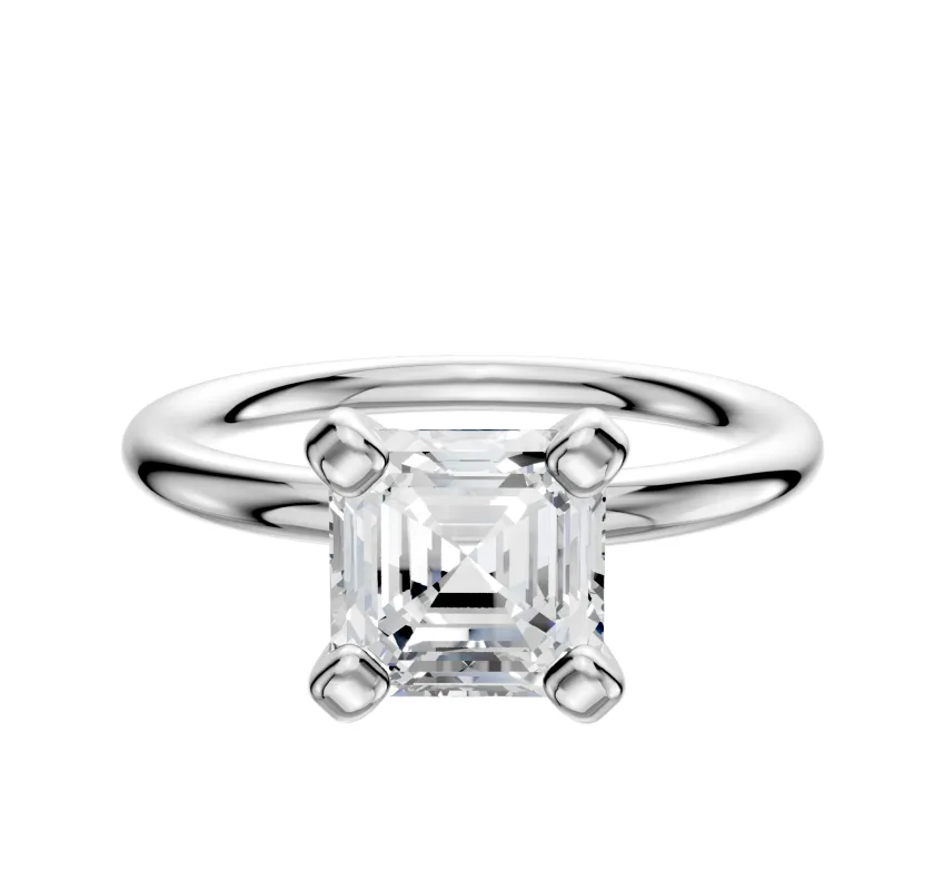 14K White Gold 4 Prong Classic Dome 2.0mm Engagement Ring made by Effy