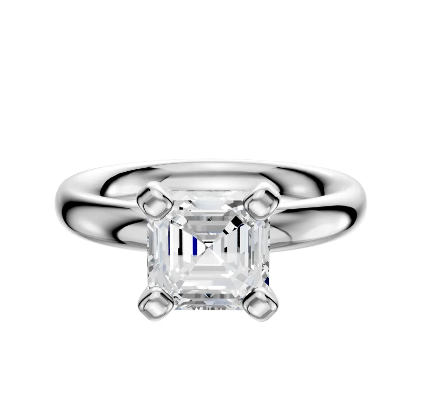 18K White Gold 4 Prong Classic Dome 3.0mm Engagement Ring made by Effy