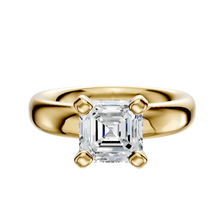 14K Yellow Gold 4 Prong Classic Dome 4.0mm Engagement Ring made by Effy