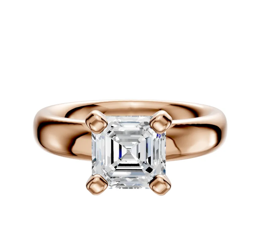 18K Rose Gold 4 Prong Classic Dome 4.0mm Engagement Ring made by Effy