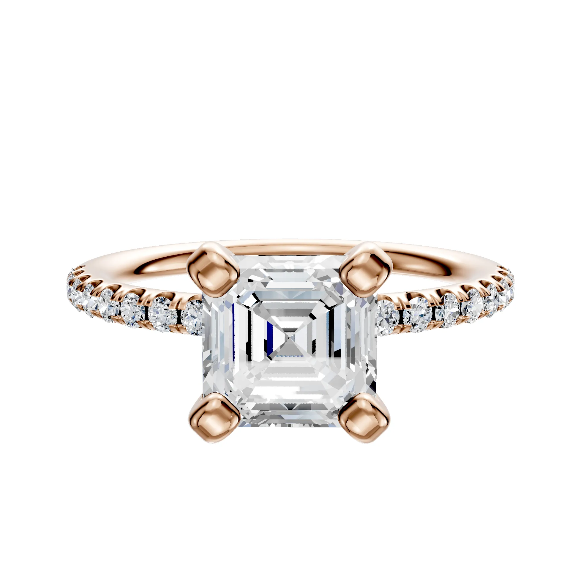 18K Rose Gold 4 Prong Classic Dome 1-Row-Pave 2.5mm Engagement Ring sold by Effy