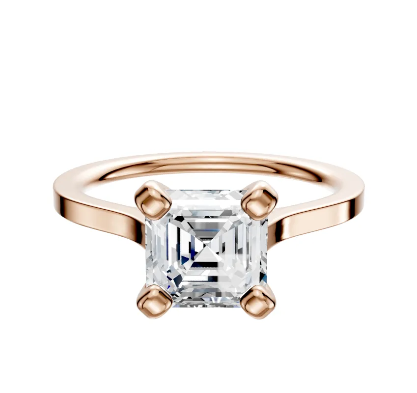 18K Rose Gold 4 Prong Cathedral Flat 1.5mm Engagement Ring made by Effy