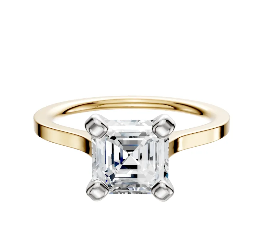 18K Two Tone 4 Prong Cathedral Flat 1.5mm Engagement Ring made by Effy