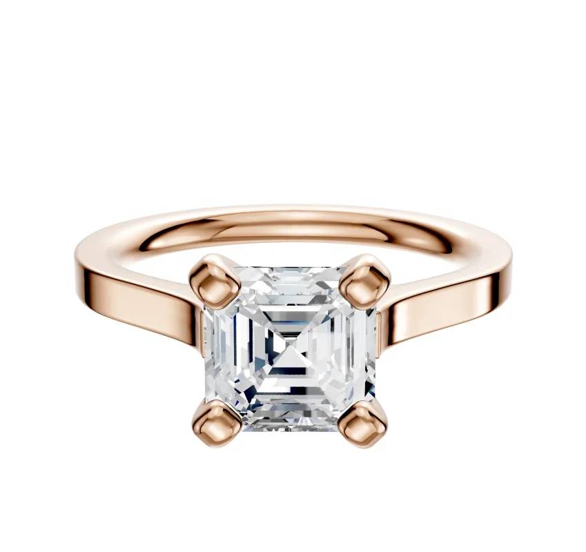 18K Rose Gold 4 Prong Cathedral Flat 2.0mm Engagement Ring made by Effy