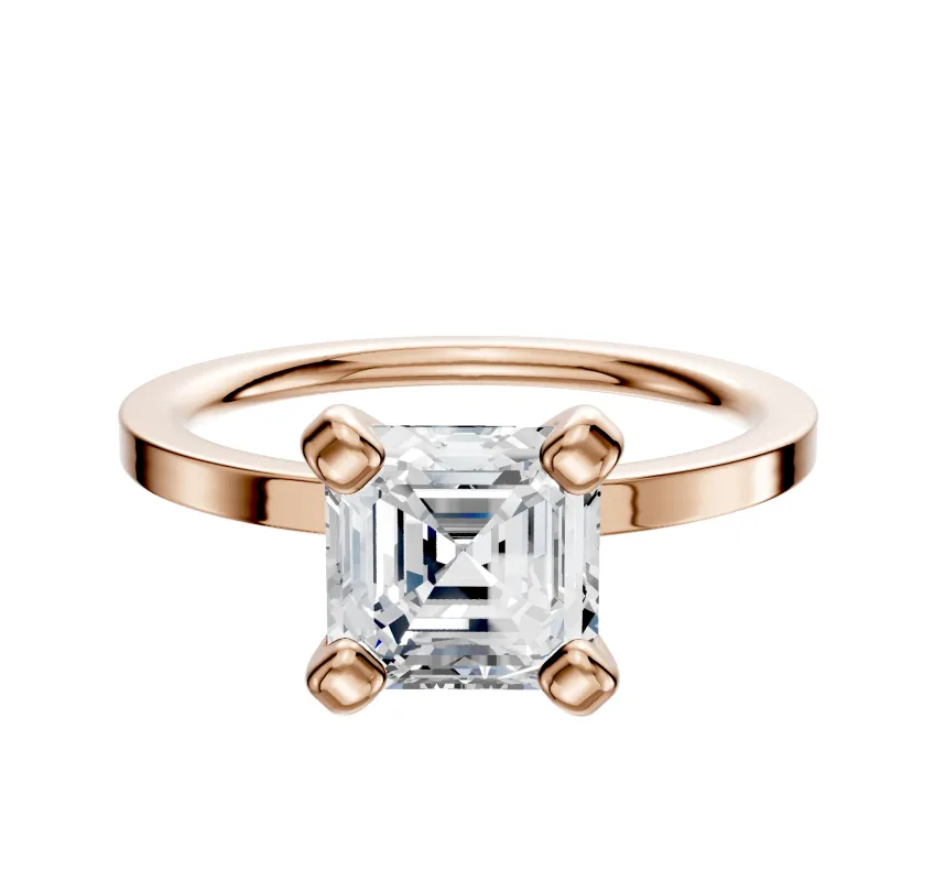 18K Rose Gold 4 Prong Classic Flat 1.5mm Engagement Ring made by Effy