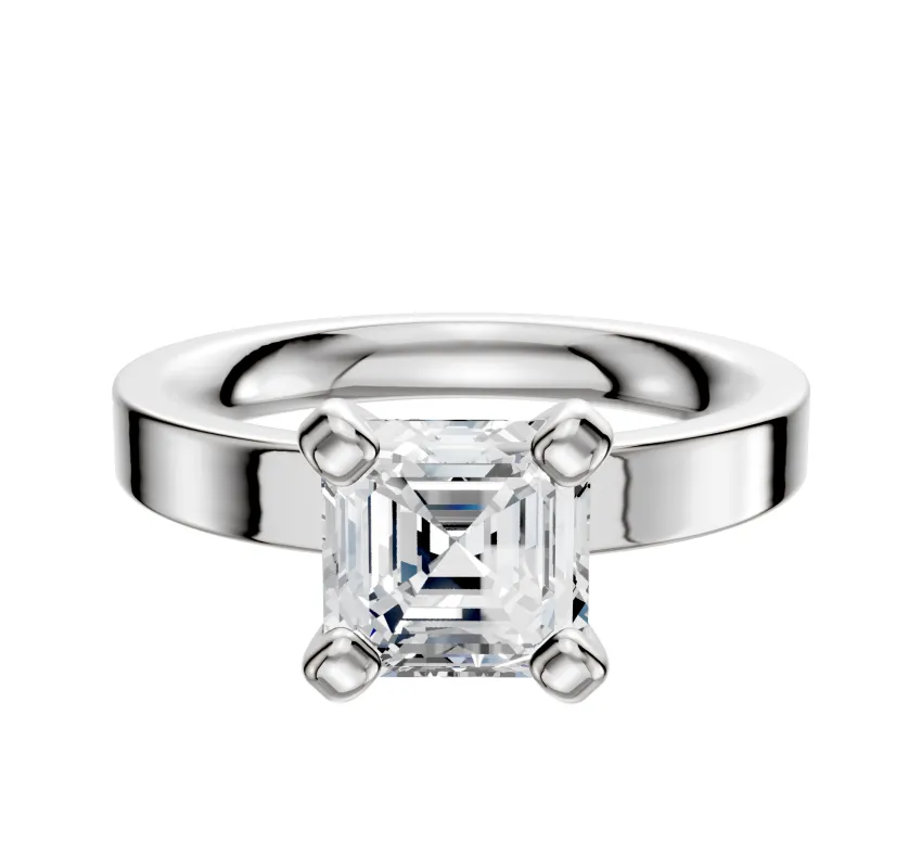 18K White Gold 4 Prong Classic Flat 3.0mm Engagement Ring made by Effy