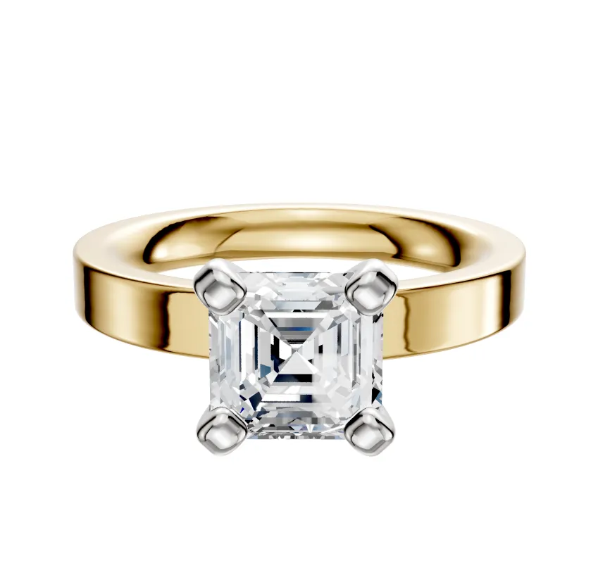 14K Two Tone 4 Prong Classic Flat 3.0mm Engagement Ring made by Effy