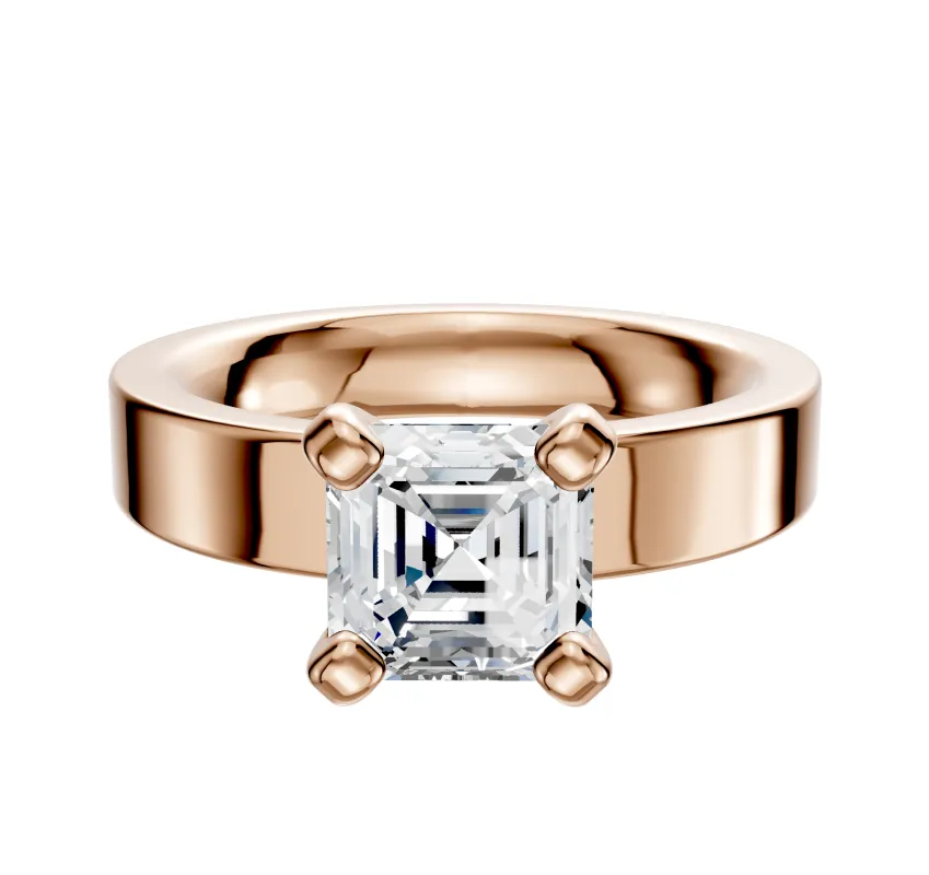 18K Rose Gold 4 Prong Classic Flat 4.0mm Engagement Ring made by Effy