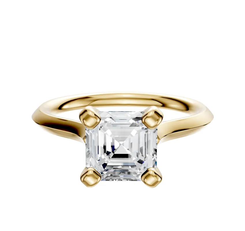 14K Yellow Gold 4 Prong Cathedral Knife Edge 2.0mm Engagement Ring made by Effy