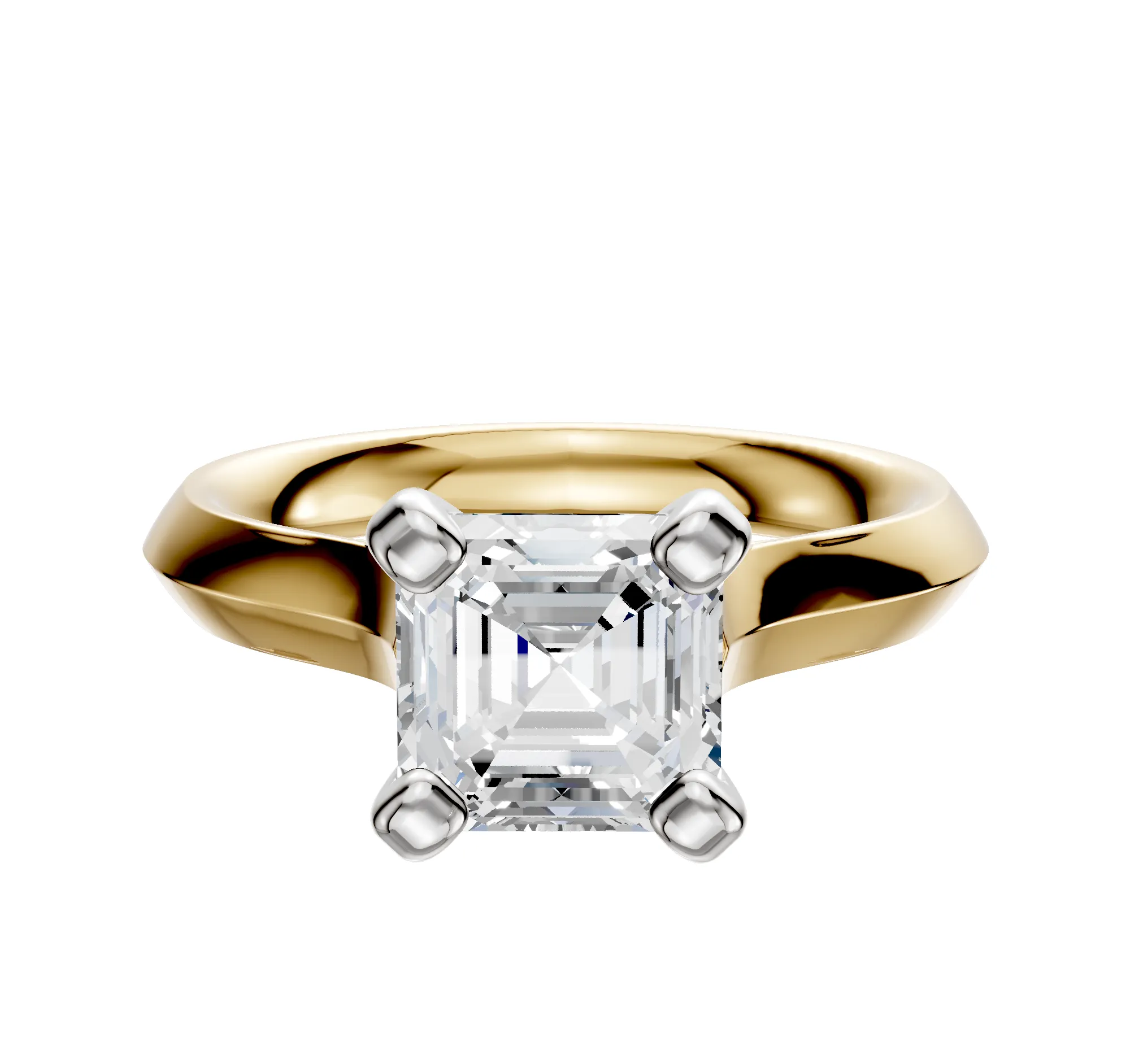 14K Two Tone 4 Prong Cathedral Knife Edge 3.0mm Engagement Ring sold by Effy