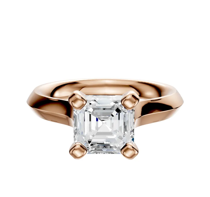 18K Rose Gold 4 Prong Cathedral Knife Edge 3.0mm Engagement Ring made by Effy