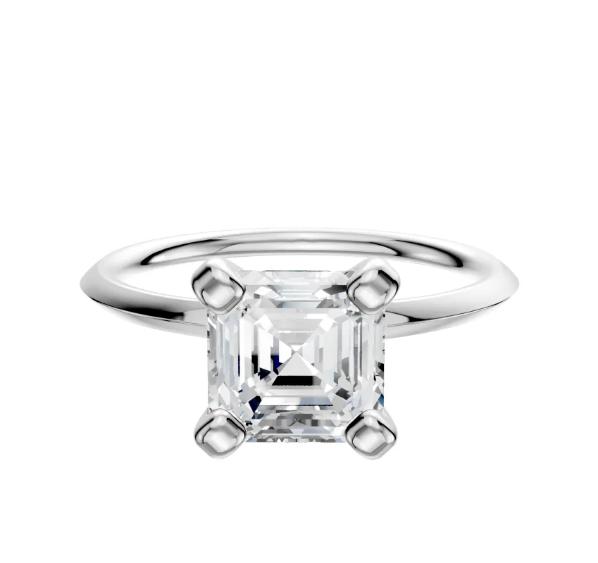 18K White Gold 4 Prong Classic Knife Edge 1.5mm Engagement Ring made by Effy