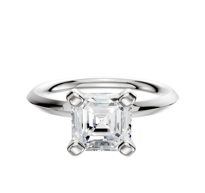 18K White Gold 4 Prong Classic Knife Edge 2.0mm Engagement Ring made by Effy