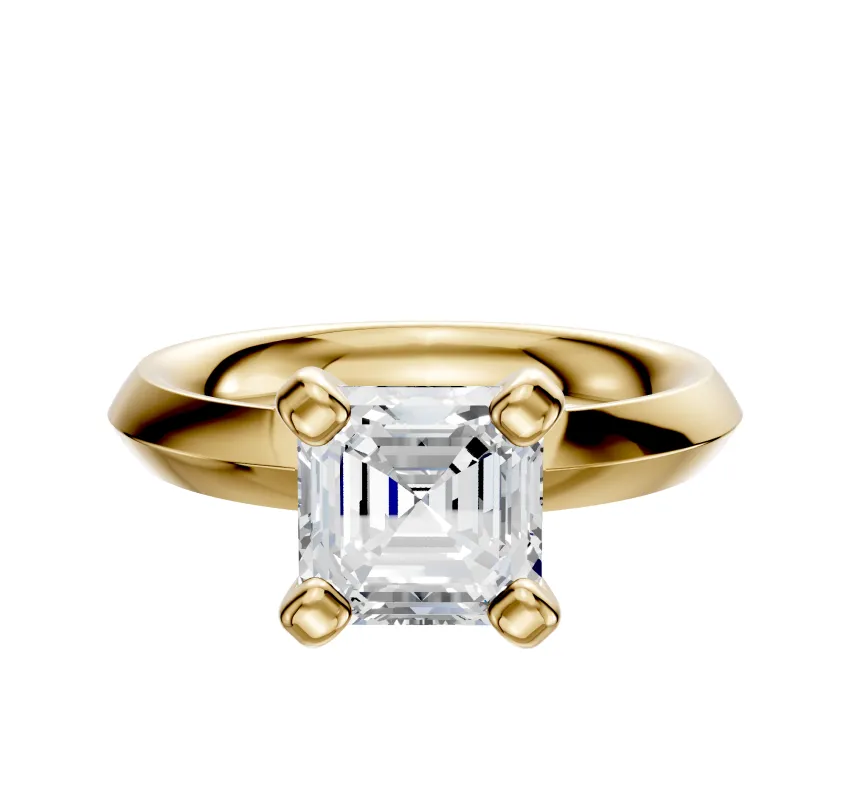 14K Yellow Gold 4 Prong Classic Knife Edge 3.0mm Engagement Ring made by Effy