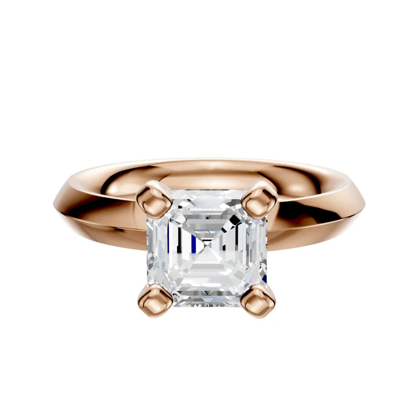18K Rose Gold 4 Prong Classic Knife Edge 3.0mm Engagement Ring made by Effy
