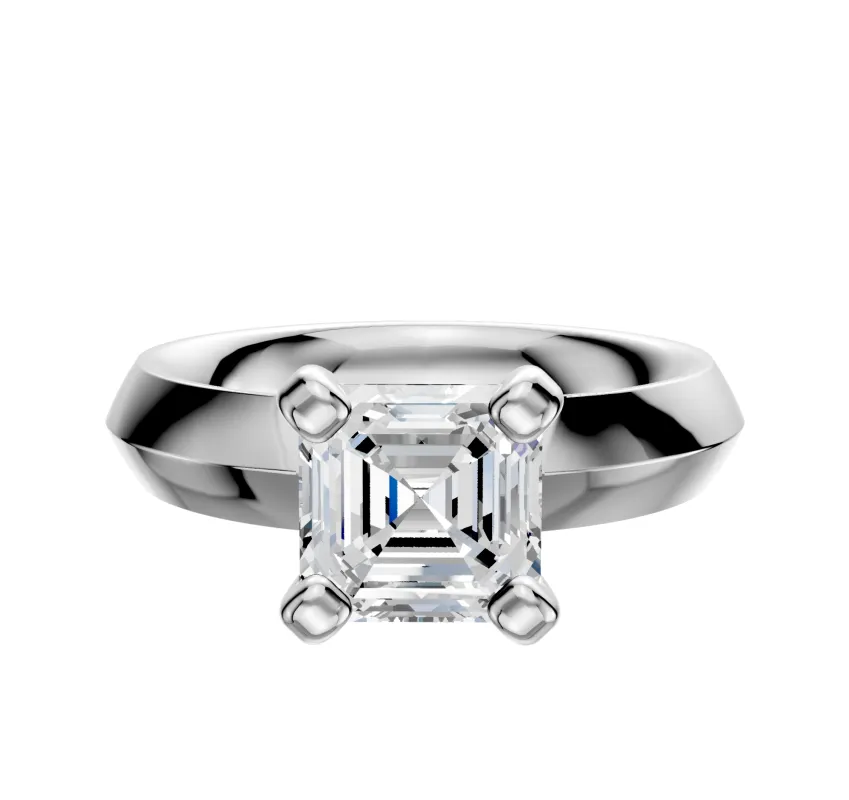 14K White Gold 4 Prong Classic Knife Edge 4.0mm Engagement Ring made by Effy