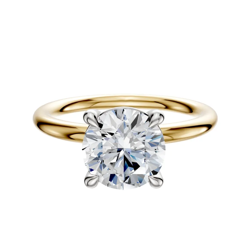14K Two Tone 4 Prong Basket Classic Dome 2.0mm Engagement Ring made by Effy