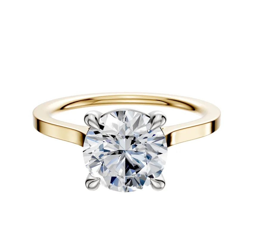 14K Two Tone 4 Prong Basket Cathedral Flat 1.5mm Engagement Ring made by Effy