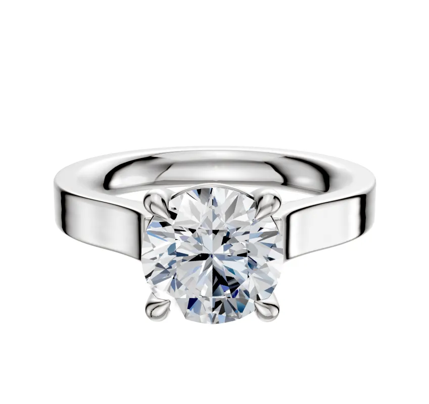 14K White Gold 4 Prong Basket Cathedral Flat 3.0mm Engagement Ring made by Effy