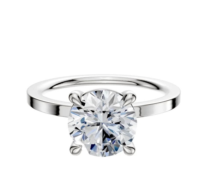 14K White Gold 4 Prong Basket Classic Flat 1.5mm Engagement Ring made by Effy