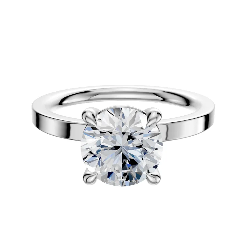 14K White Gold 4 Prong Basket Classic Flat 2.0mm Engagement Ring made by Effy
