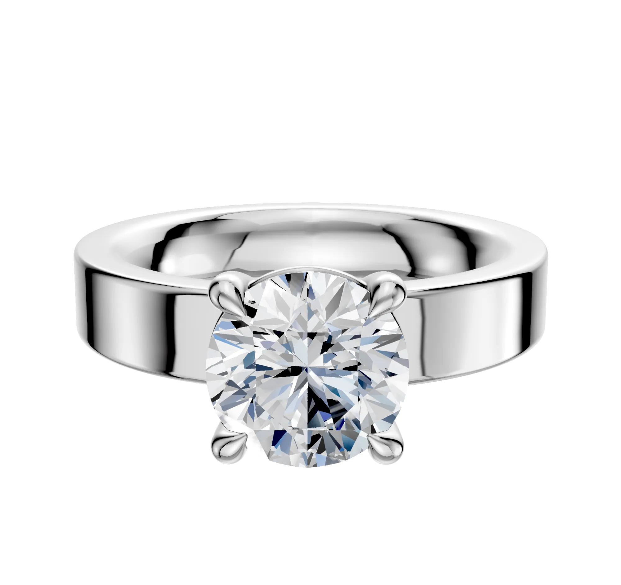 18K White Gold 4 Prong Basket Classic Flat 4.0mm Engagement Ring sold by Effy
