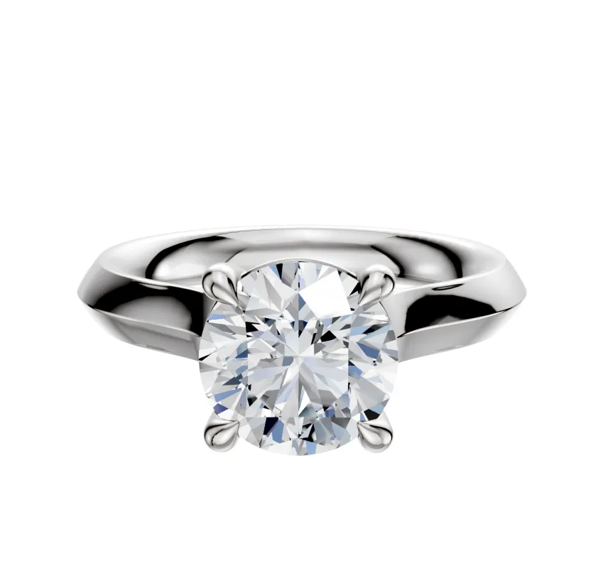 14K White Gold 4 Prong Basket Cathedral Knife Edge 3.0mm Engagement Ring made by Effy