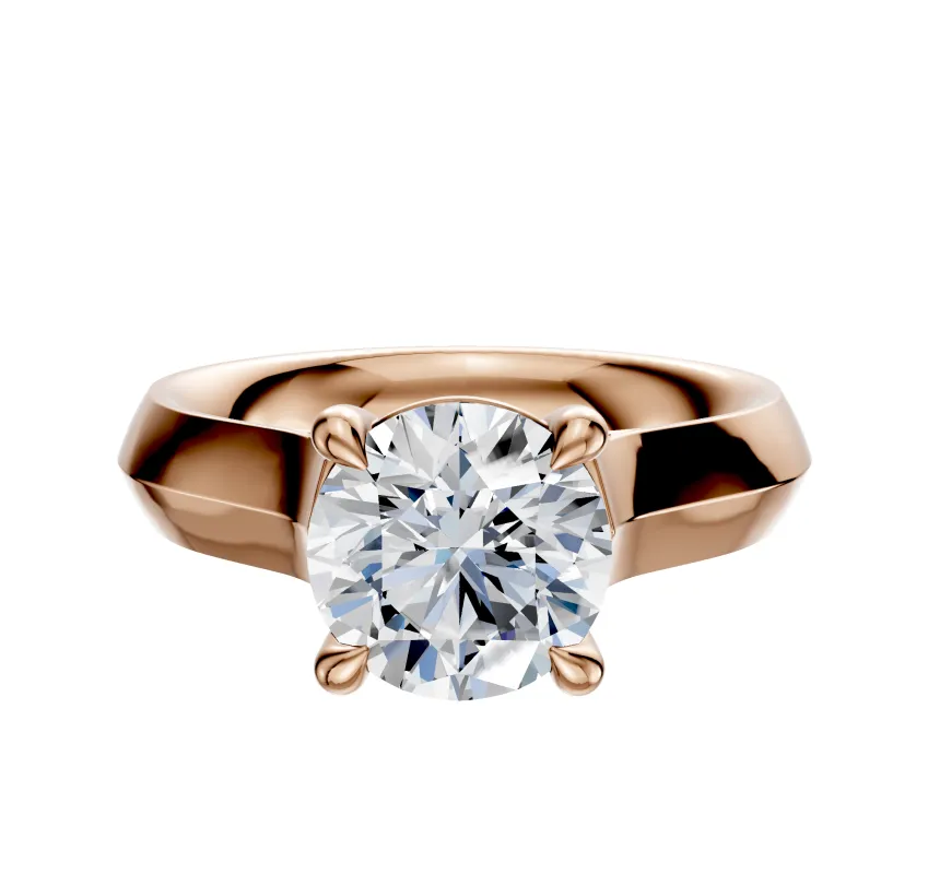 18K Rose Gold 4 Prong Basket Cathedral Knife Edge 4.0mm Engagement Ring made by Effy