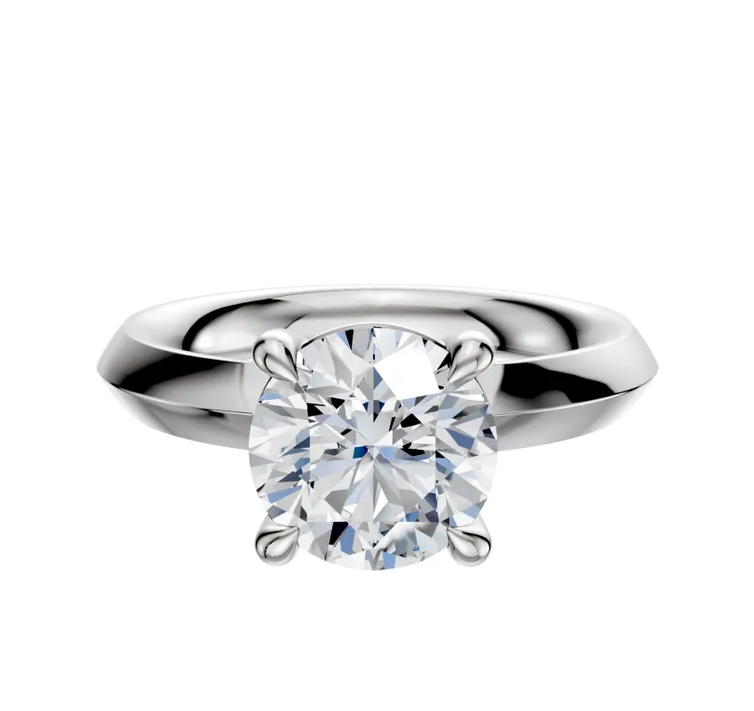 18K White Gold 4 Prong Basket Classic Knife Edge 3.0mm Engagement Ring sold by Effy