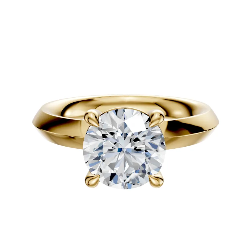 18K Yellow Gold 4 Prong Basket Classic Knife Edge 3.0mm Engagement Ring made by Effy