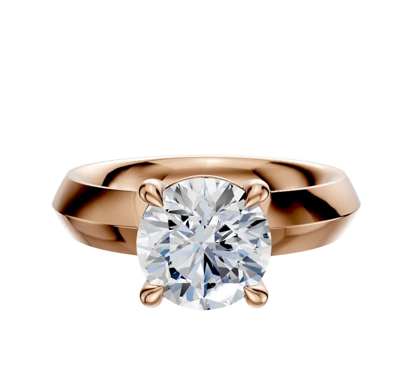 14K Rose Gold 4 Prong Basket Classic Knife Edge 4.0mm Engagement Ring sold by Effy