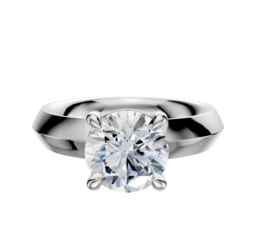 18K White Gold 4 Prong Basket Classic Knife Edge 4.0mm Engagement Ring made by Effy