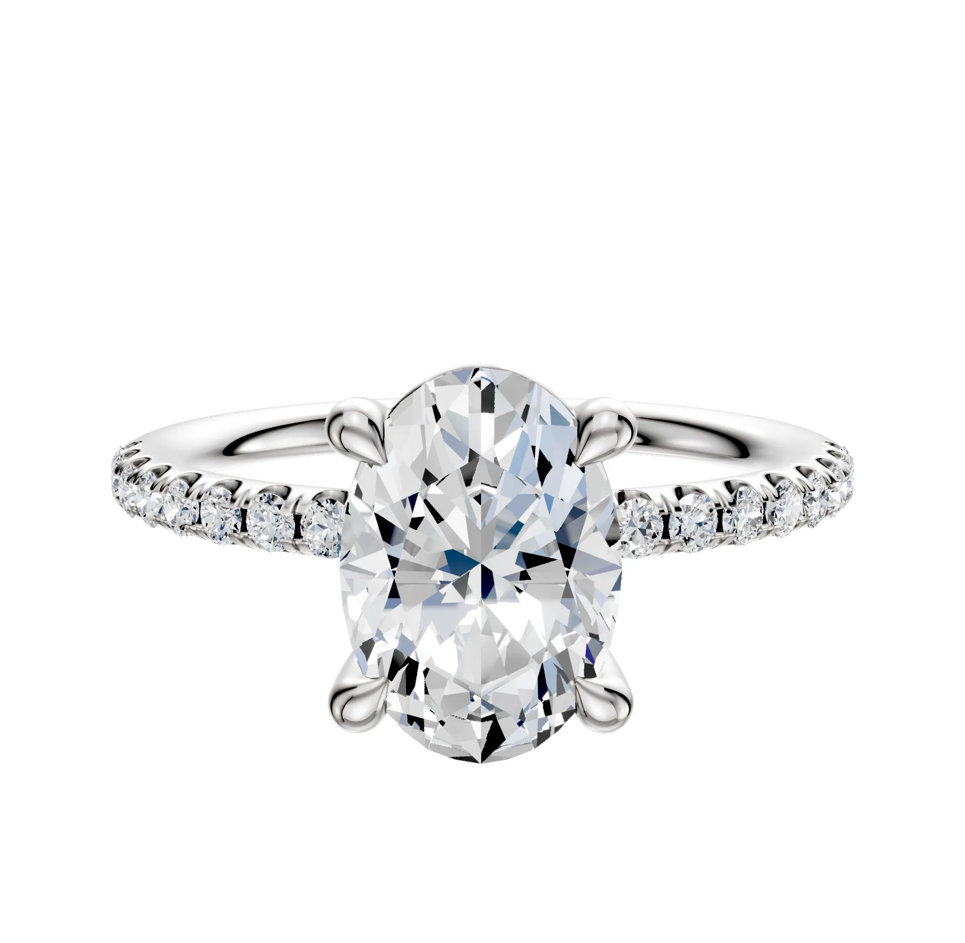 14K White Gold 4 Prong Basket Classic Dome 1-Row-Pave 2.5mm Engagement Ring sold by Effy