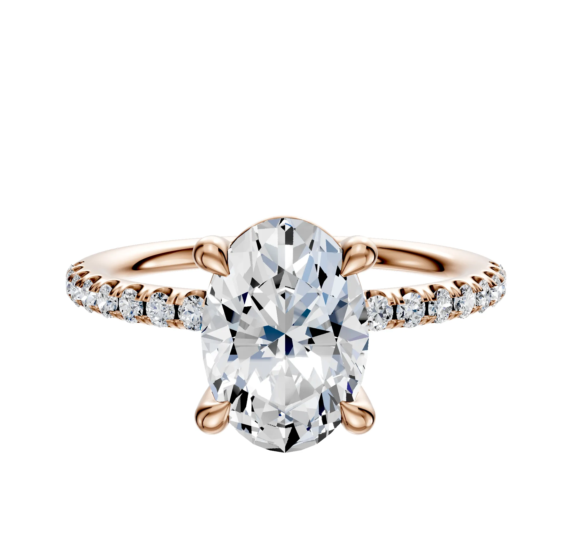 14K Rose Gold 4 Prong Basket Classic Dome 1-Row-Pave 2.5mm Engagement Ring sold by Effy