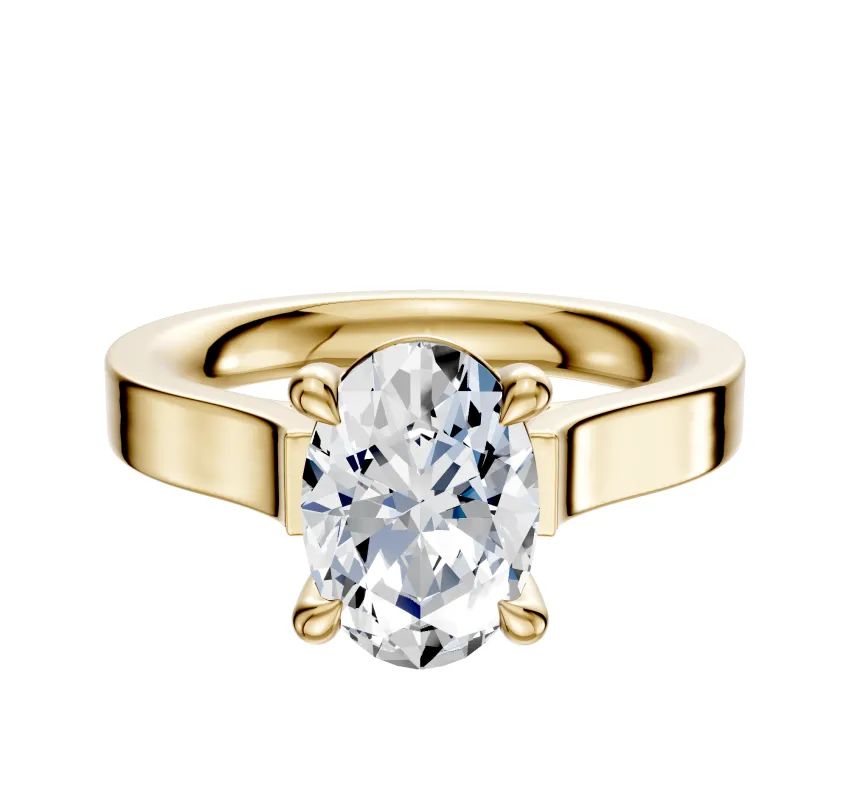14K Yellow Gold 4 Prong Basket Cathedral Flat 3.0mm Engagement Ring made by Effy