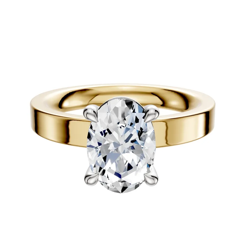 18K Two Tone 4 Prong Basket Classic Flat 3.0mm Engagement Ring sold by Effy