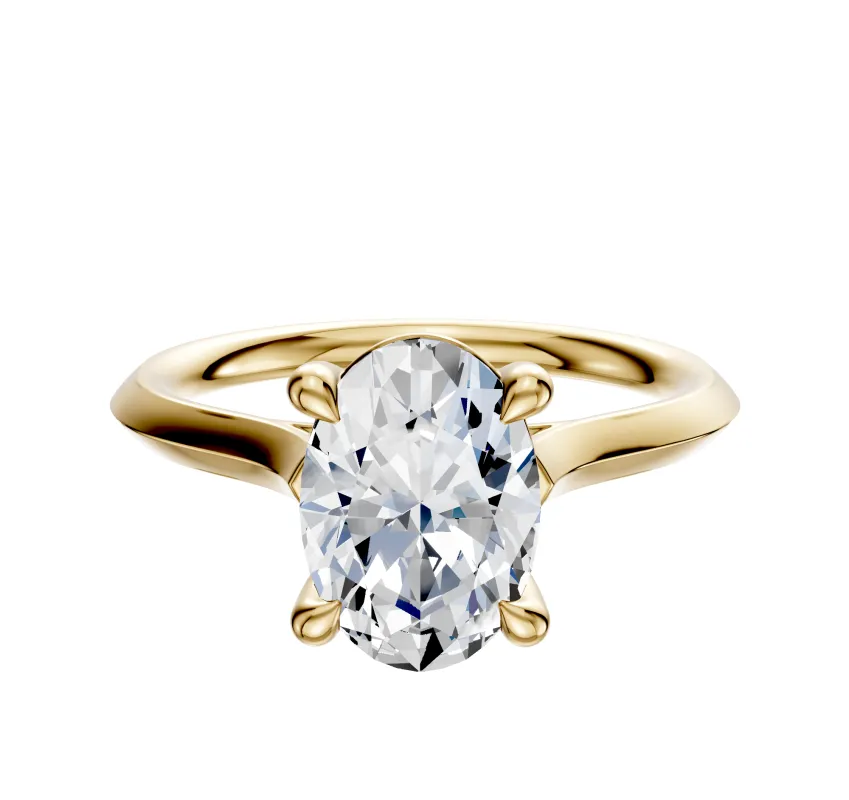 14K Yellow Gold 4 Prong Basket Cathedral Knife Edge 2.0mm Engagement Ring made by Effy