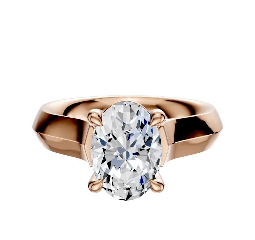 18K Rose Gold 4 Prong Basket Cathedral Knife Edge 4.0mm Engagement Ring sold by Effy