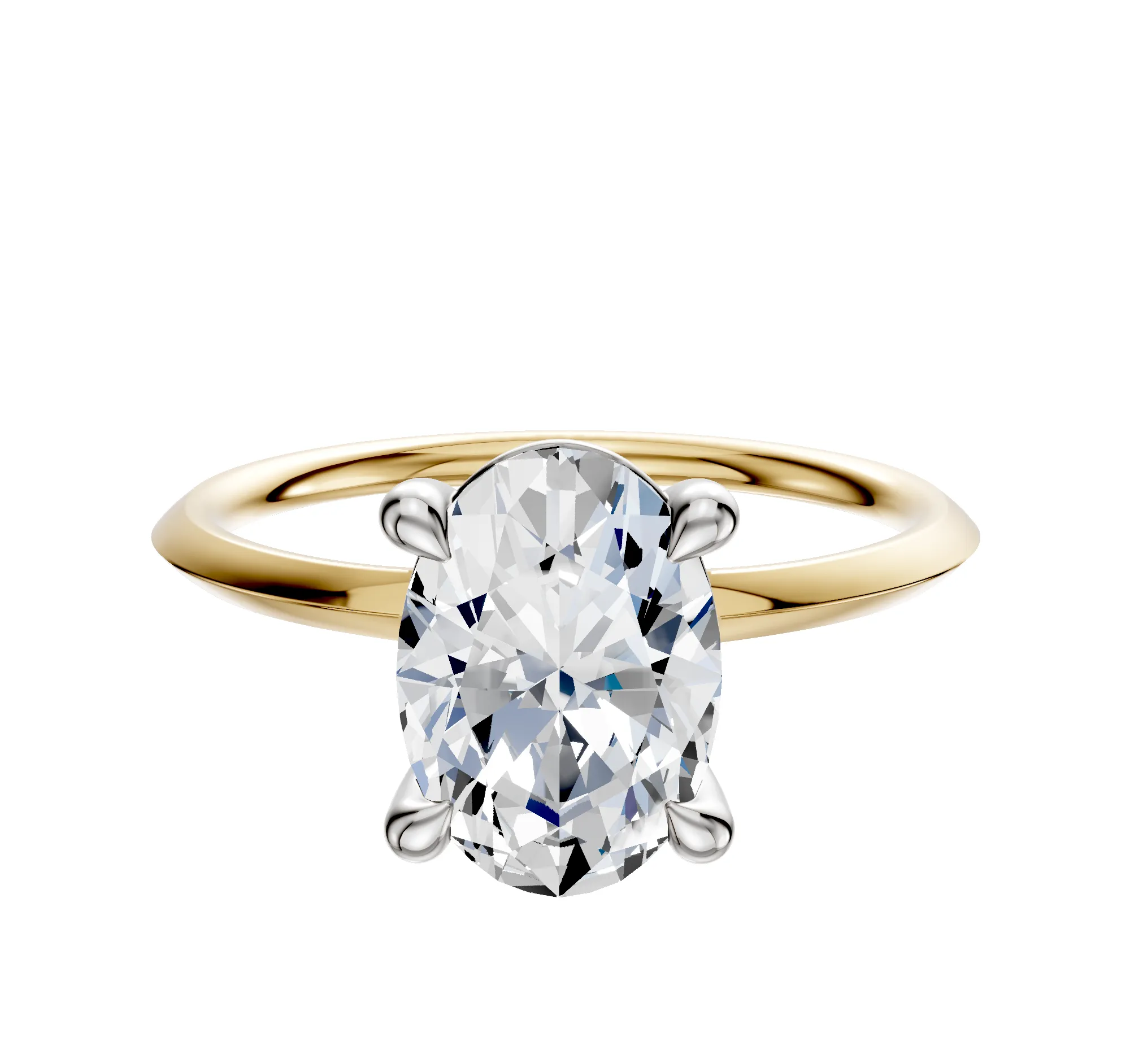 18K Two Tone 4 Prong Basket Classic Knife Edge 1.5mm Engagement Ring sold by Effy