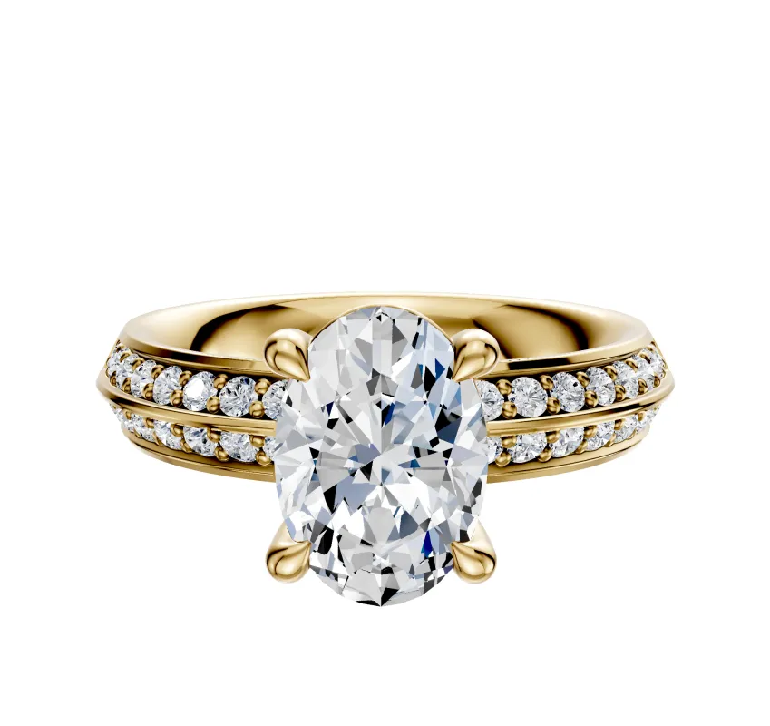 14K Yellow Gold 4 Prong Basket Classic Knife Edge 1-Row-Pave 2.5mm Engagement Ring sold by Effy