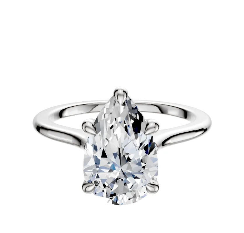 18K White Gold 4 Prong Basket Cathedral Dome 1.5mm Engagement Ring made by Effy